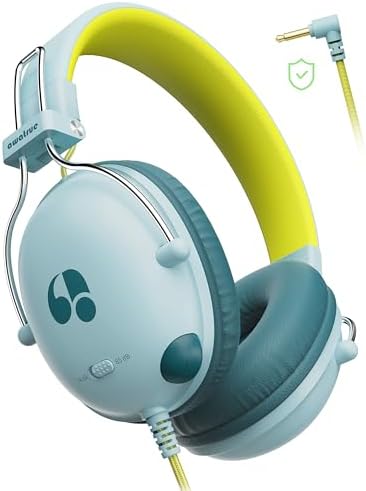 Safeguard Your Child’s Hearing with Durable Wired Headphones Featuring Volume Limiting Technology – Comfortable On-Ear Fit for Extended Use in School, Travel, and Entertainment – Enhanced Stereo Sound with 3.5 mm Compatibility – Available in Eye-Catching Blue and Red for Boys and Girls