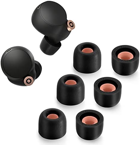 Premium Memory Foam Ear Tips for Sony WF-1000 XM4 & WF-1000 XM3 – Anti-Slip Replacement Tips for Optimal Comfort and Noise Isolation, Fits Charging Case, 3 Pairs (Medium, Black) – Elevate Your Audio Experience with Enhanced Stability and Sound Quality