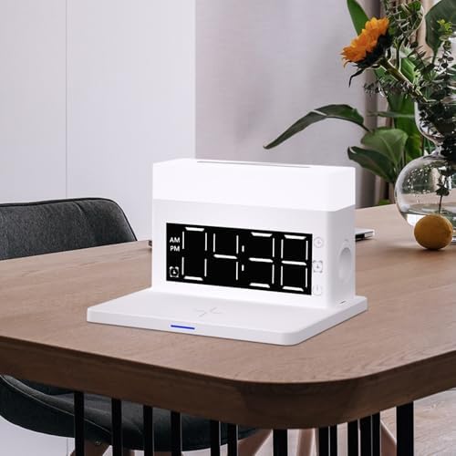 Revolutionary 5-in-1 Wireless Charging Station with Digital Clock, Night Light, and Temperature Display – 15 W Fast Charge for Qi Phones, Smartwatches & TWS Earbuds – Enhanced Safety Features and Space-Saving Design for Home or Travel
