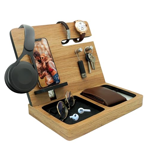 Namore Premium Wood Desk and Nightstand Organizer – Multifunctional Charging Station for Phones & Essentials – A Stylish Solution for Enhanced Workspace Efficiency – Perfect Gift for Men, Dads, & Professionals – Elegant Design with Universal Device Compatibility