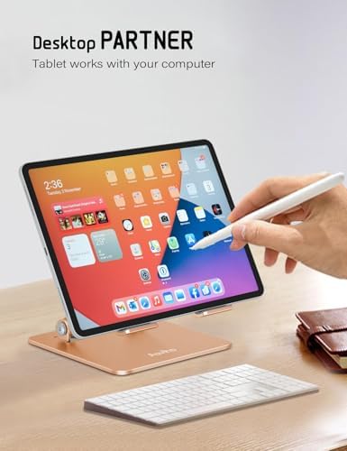 Versatile Adjustable Aluminum Tablet Stand Holder – Foldable and Lightweight Desktop Mount for i Pad Pro 12.9, i Pad Air, Mini, Samsung Galaxy Tabs, and Kindle Fire (4-12 inch) – Enhanced Stability and Comfort for Optimal Viewing Experience in Purple