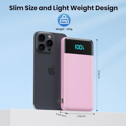 Upgrade Your Charging Experience: 13800 m Ah Portable Power Bank with Built-in Cables and Wall Plug – Fast Charging USB-C Battery Pack for i Phone 16/15/14, Samsung & Android Devices – Ultimate Travel Companion with 4 Outputs for Simultaneous Device Charging