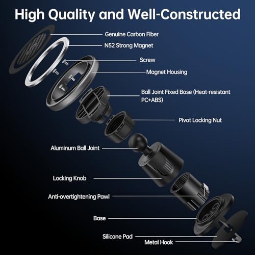 SYNCWIRE Mag Safe Air Vent Car Mount – Premium Magnetic Phone Holder for i Phone 16 Pro Max, 15, 14, 13, 12 – Hands-Free Navigation & Calls, Adjustable Viewing Angles, Secure Vent Clip Design, Sleek and Durable Accessory for Distraction-Free Driving