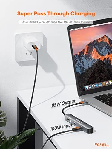 Sleek 5-in-1 USB C Hub Multiport Adapter – Aluminum 4 K HDMI, 1 Gbps Ethernet & 3 USB 3.0 Ports for Enhanced Connectivity on Mac Book Pro/Air, i Pad Pro & Surface Go – Ultimate Solution for Fast Data Transfer & Seamless Streaming