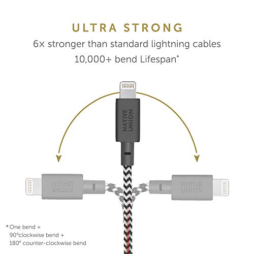 Revamp Your Charging Routine with Native Union 10 ft USB-C to Lightning Belt Cable – Ultra-Durable MFi Certified Cable for i Phone 14 Series & All Lightning Devices – Fast Charging & Data Transfer in Stylish Cosmos Finish for Enhanced Mobility and Performance