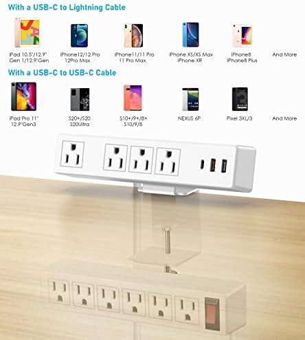 Maximize Workspace Efficiency with VILONG’s Dual Layer Desk Clamp Power Strip – 10 Outlet & 3 USB Charging Station, 20 W Edge Mount Surge Protector with 3 Ft Extension Cord for Home & Office Use – Clutter-Free Power Solution for All Devices