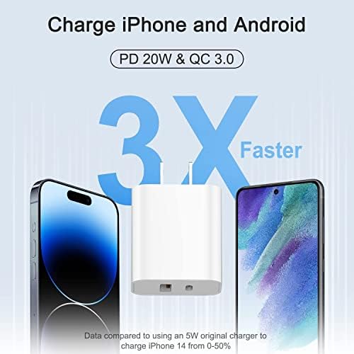 MFi Certified 20 W Dual-Port USB-C Fast Charging Kit – 3-Pack Wall Charger Set with 10 FT Lightning Cables for i Phone 14/13/12/11/XR/X/XS – Effortless Dual Device Charging for Home, Office & Travel – Superior Quality & Extended Cable for Optimal Convenience