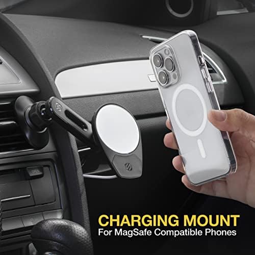 Scosche MSCODVMPD20 Magic Mount 4-in-1 Versatile Car Holder for Mag Safe Wireless Charging – Effortless Dashboard, Vent, and Swing-Arm Integration for i Phone 15/14/13/12 Series – Secure Magnetic Grip & Fast Charging Capability – Perfect for Hands-Free Navigation and Modern Vehicle Aesthetics