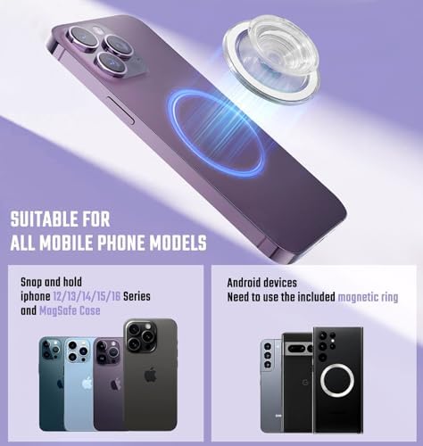 Mag Safe-Compatible Transparent Collapsible Phone Grip Stand – Durable Hands-Free Holder for Smartphones & Tablets, Ideal for Streaming and Selfies – Sleek, Portable Design for On-the-Go Convenience