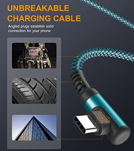 High-Speed USB-C to USB-C Charging Cable 60 W [2-Pack 10 ft] – Right Angle Design for i Phone 15 & 16, Mac Book Air/Pro, Samsung Galaxy S20-S25, Pixel – Ultimate Efficiency and Versatile Compatibility for Fast Data Transfer and Reliable Power Delivery