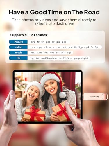 256 GB Rose Gold Flash Drive for i Phone & i Pad – Instant Storage Expansion, Plug & Play USB Memory Stick for Photos, Videos, and Backups – Compatible with Android & PC – Fast Transfer Speeds, No App Required, Ideal for Travel and Seamless Media Playback