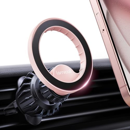 Lamicall Mag Safe Car Phone Mount – Ultra-Stable Magnetic Air Vent Holder with 20 Super Magnets for i Phone 16, 15, 14, 13 Pro Plus Max – Secure Hands-Free Navigation & Optimal Viewing Angles – Effortless Installation for Safe Driving