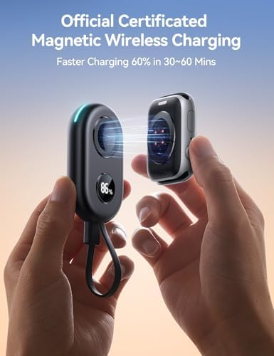 JOYROOM 2500 m Ah Magnetic Power Bank for Apple Watch – Ultra-Compact Travel Charger with Fast Charging for Series 9/8/7/6/SE/5/4/3/2/Nike/Ultra/Ultra 2 – Perfect On-the-Go Solution for Active Users and Adventurers