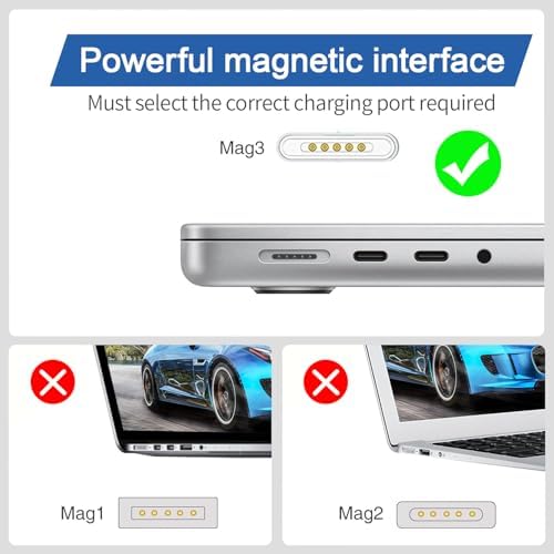 Powerful 140 W USB-C Charger for Mac Book Pro 14/16″ & Air 13/15″ (2021-2024) – Ultra-Fast Charging with 6.6 FT Braided USB-C to M3 Cable, Intelligent Battery Protection, LED Indicator, Premium Quality & 24-Month Warranty – Compatible with M1, M2, M3 Chips