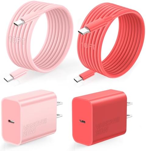 Ultimate 10 FT USB C Fast Charging Bundle for i Phone 16 Series – Dual USB C Charger Block with Long Cords for Enhanced Compatibility and Speed – Ideal for i Phone 16/16 Plus/16 Pro/16 Pro Max, i Pad, and Android Devices – Compact, Durable, and Portable Power Solution