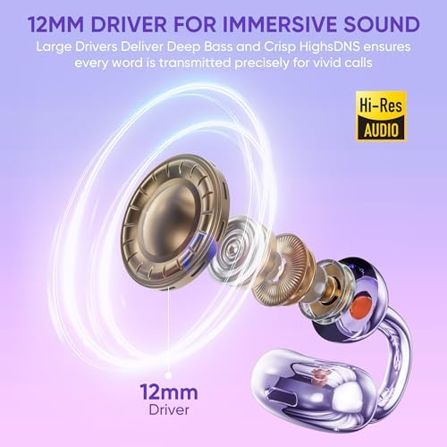 Innovative Bone Conduction Wireless Earbuds for Active Lifestyles – 66 Hours Playtime, Noise Cancelling, IPX5 Waterproof, Bluetooth 5.4 Headphones in Vibrant Purple – Tailored for Small Ears, Perfect for Sports and Daily Activities