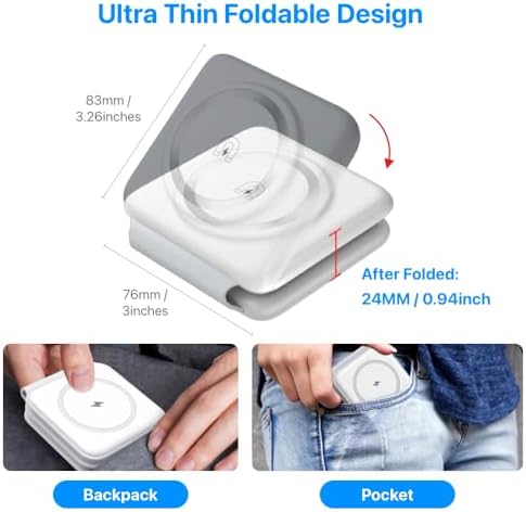 Triple Device Wireless Charging Hub – Foldable 15 W Magnetic Fast Charger for i Phone 16/15/14/13/12, Air Pods (All Models), and Apple Watch – Portable, Sleek White Design for Travel and Home Use – Ultimate Convenience and Style for Your Tech Essentials