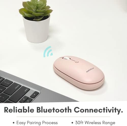 Sleek Macally Wireless Bluetooth Mouse – Rechargeable, Ergonomic Design for Mac & PC – Ultra-Quiet Clicks Perfect for Home, Office & Travel – Enhanced Compatibility with Mac Book Air/Pro, i Mac & Windows Laptops – Experience Comfort & Efficiency in Every Click