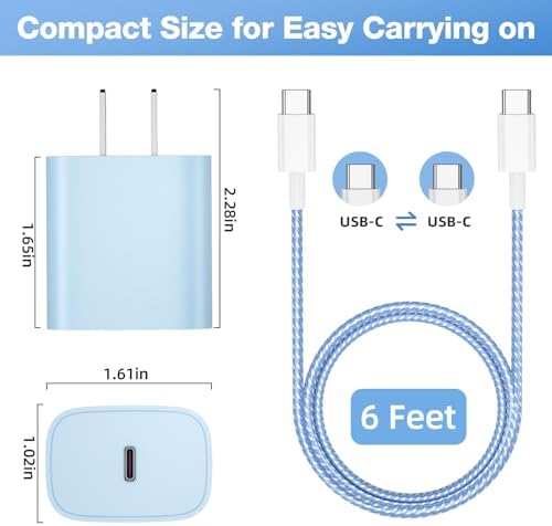Rapid Charge 20 W USB-C Wall Charger Bundle for i Phone 16 & 15 Series – 4 Pack with 6 FT Cables for Pro Max, i Pad Pro Compatibility – Ultimate Power Solution for Home & Travel
