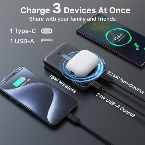 Magnetic Power Bank 10000 m Ah for Mag Safe – Dual-Foldable Wireless Charger with LED Display, 22.5 W PD Fast Charging, Ultra-Strong Magnetic Alignment, and Simultaneous Device Charging for Phones and Androids – Perfect Travel Companion and Safety-Certified Power Solution