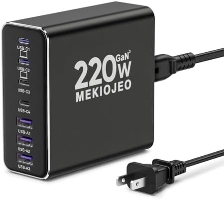 Revolutionary 7-Port Ga N USB C Charging Hub – 65 W High-Speed Aluminum Alloy Power Station for Mac Book Pro, i Pad Pro, i Phone & More – Stylish Purple Multi-Device Charger for Ultimate Efficiency and Portability