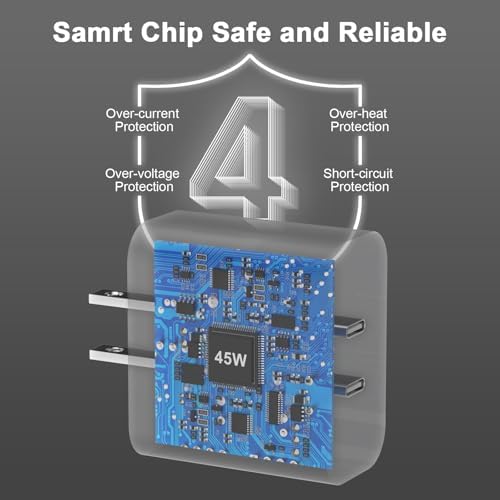 High-Speed 45 W USB-C Charger Duo for i Phone 15 & 16 Series | Includes 10 FT C-C Charging Cables | Dual Port Fast Charging Block with Safety Features | Ideal for Home, Office, and Travel Use