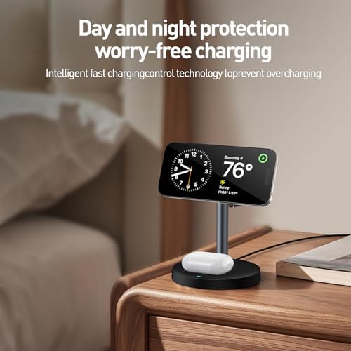 APSARAS 3-in-1 Wireless Charging Station for i Phone 16/15/14/13/12, Air Pods & Apple Watch Series S11 – Stylish Mag Safe Compatible Dock with Enhanced Speed and Safety Features for Clutter-Free Charging Solutions