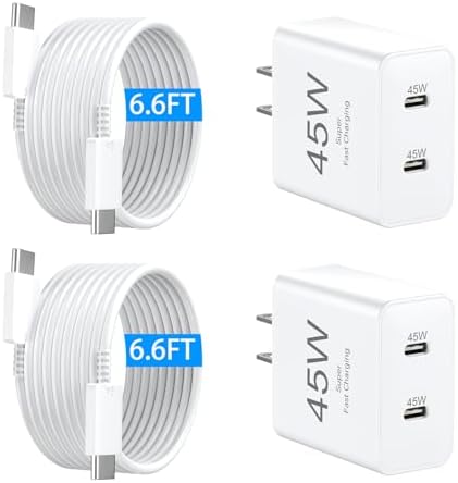 Power Up Your Devices Instantly with the 45 W Dual USB-C Fast Charger for i Phone 16 Series – Includes 6.6 FT USB-C Cable for Maximum Convenience and Compatibility with Pad Pro/Air, Galaxy S25/S24, and More – Compact, Reliable, and Efficient Charging Solution