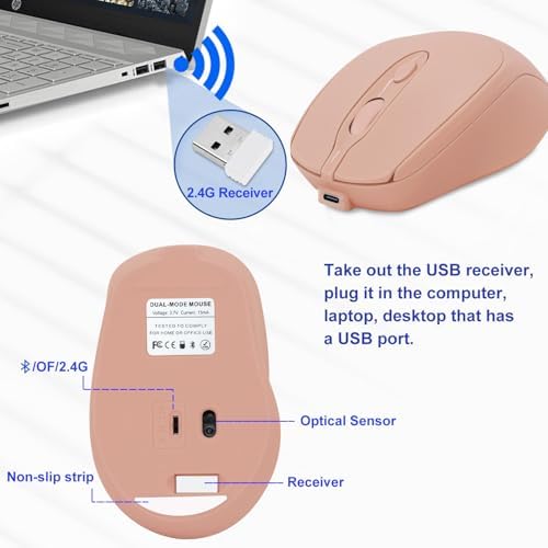 Sleek Silent Rechargeable Wireless Mouse – Ergonomic Light Green Design for Laptop, i Pad, Mac Book, Surface Pro, and More – Perfect for Travel and Everyday Use with Dual Mode Bluetooth Compatibility