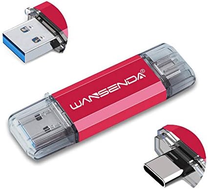 WANSENDA 64 GB OTG USB Flash Drive – 2-in-1 USB 3.0/3.1 & Type-C Storage for Android Devices, PC & Mac – Fast File Transfers with Stylish Red Design for Effortless Data Management