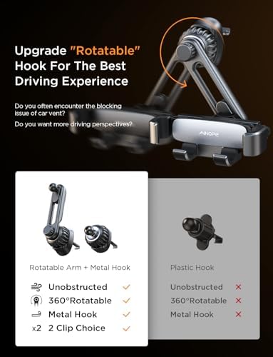 AINOPE 2024 Gravity Car Phone Holder Mount – Secure & Stylish Air Vent Accessory for i Phone 16 Pro Max, 15, 14, 13 – Effortless One-Handed Operation with Adjustable Clips – Enhanced Safety & Compatibility for Modern Drivers
