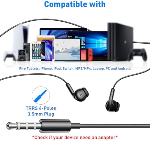 Ultra-Lightweight Wired Earbuds with Built-In Microphone and Volume Control – Premium Sound Quality In-Ear Headphones for Mac, i Phone, Android, and Gaming – Perfect Noise Isolation for Students and Music Enthusiasts
