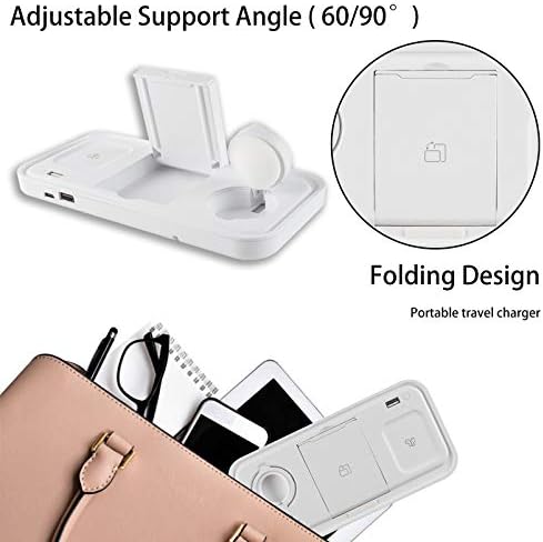 Multi-Device Qi-Certified Fast Charging Station – Versatile 4-in-1 Foldable Wireless Charger for i Phone, Apple Watch, and Air Pods Pro – Sleek, Portable Design for Home and Travel Use