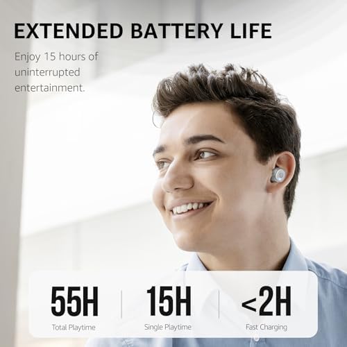 TOZO T10 Wireless Earbuds with Bluetooth 5.3 – Customizable EQ for Personalized Sound, Ergonomic Fit for Ultimate Comfort, 55 Hours Playtime, IPX8 Waterproof Rating, Wireless Charging Case – 2025 Enhanced Audio Experience for Active Lifestyles