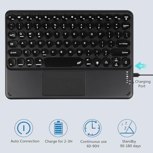 Compact Bluetooth Keyboard for On-the-Go Typing | Rechargeable 10-Inch Wireless Keyboard for Android, i OS & Windows Devices | Sleek, Lightweight Design for Effortless Portability | Perfect for Tablets & Smartphones | Enhance Your Mobile Productivity with Quiet Typing Experience