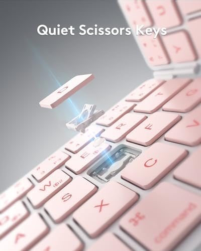 Samsers Portable Foldable Bluetooth Keyboard – Ultra Slim Wireless Keyboard with Stand for i OS, Android & Windows Devices – Rechargeable Multi-Device Travel Keyboard for Effortless Typing on the Go – Sleek Black Design