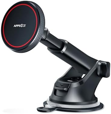 APPS2 Premium Mag Safe Car Mount for i Phone 16/15/14/13/12 – Advanced Dashboard Holder with Strong Suction & Wireless Charging Compatibility – Perfect for Safe Navigation and Hands-Free Calls