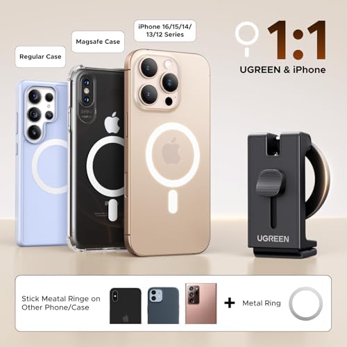 UGREEN Airplane Phone Holder for Magsafe Air Plane Travel Essentials Magnetic Phone Mount Compatible with iPhone 16 15 14 13 12 Pro Max Mini Magsafe Case, Handsfree for Long Flight Flying – Enhanced Compatibility and Speed