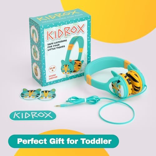 Kidrox Safe Sound Wired Toddler Headphones – Volume-Limited 85 d B Child-Friendly Headset for Ages 1-7 | Lightweight, Durable Design Perfect for Travel on Airplanes and Cars | Comfortable Fit for Tablets, i Pads, and More – Ensuring Safe Listening and Ultimate Entertainment Enjoyment