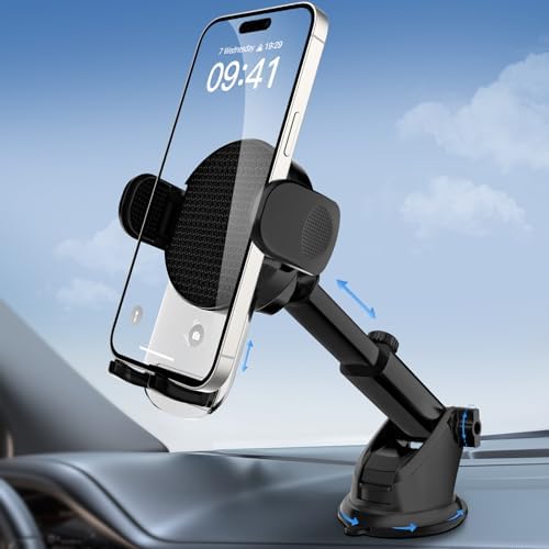 Transform Your Driving Experience with the 360-Degree Rotating Rearview Mirror Phone Holder – Adjustable Fit for 4-7 Inch Smartphones, Sleek Mirror-Black Design for Ultimate Convenience and Safety