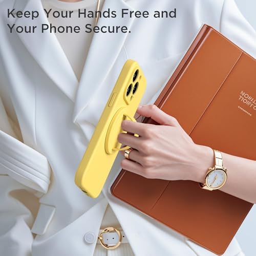 Upgraded Magnetic Phone Grip for i Phone: Premium Silicone Loop Holder with Mag Safe Compatibility – Ergonomic 360-Degree Stand, Non-Slip Design in Sleek Black for Enhanced Comfort and Secure Handling on i Phone 16/15/14/13/12 Pro Max/Plus