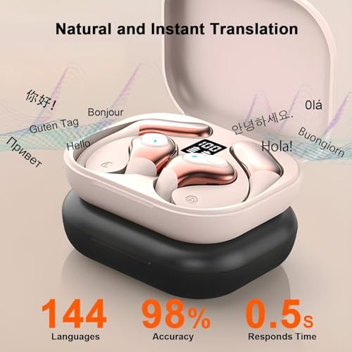 Next-Gen AI Language Translator Earbuds – Instant Multilingual Communication with 144 Language Support for Travel, Business, and Learning – Bluetooth-Enabled for i Phone & Android, Ergonomically Designed with Noise-Canceling Features for Unmatched Comfort and Clarity