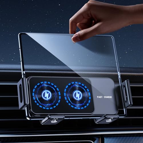 Revolutionary Wireless Car Charger for Samsung Galaxy Z Fold Series & Pixel 9 Pro – Fast Charging Dual Coils with 360° Rotatable Air Vent Mount for Ultimate Convenience and Enhanced Compatibility – Elevate Your Driving Experience with Effortless Hands-Free Power