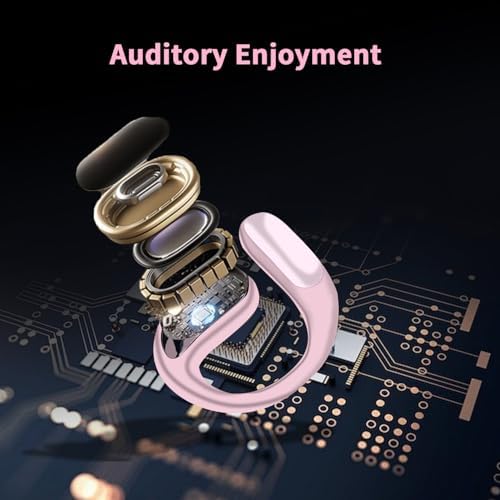 Stylish Pink Open Ear Bluetooth 5.4 Earbuds – Sweat-Resistant True Wireless Headphones with ENC Microphone for Clear Calls, 8-Hour Playtime – Ideal for Active Lifestyles and Seamless Connectivity