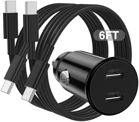 High-Power USB C Car Charger for i Phone 16 & 15 Series – 40 W Dual Port Fast Charging Adapter with 3 FT USB-C to C & A to C Cables – Versatile Compatibility for i Pad, Samsung, and More – Compact Design for On-the-Go Convenience and Enhanced Safety Features