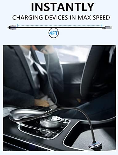 Dual-Port USB C Car Charger with 50 W Power Delivery – Super Fast Charging Adapter for i Phone 15/14 & Galaxy S24/S23 – Includes 4 ft Type C Cable – Enhanced Compatibility for Android Devices – Compact & Durable Cigarette Lighter Charger for On-the-Go Power Solutions