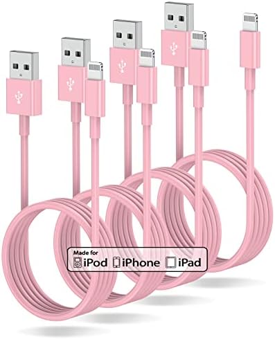 4 Pack 3 ft Apple MFi Certified Lightning to USB Charging Cables – Fast, Durable, and Tangle-Free Cords for i Phone 14/14 Max/13/13 Pro Max/12 Mini/11/11 Pro/XS/XR/8/7/6 s/5 S and i Pad – Reliable Performance for Home, Office, and Travel