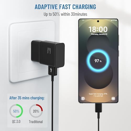 Fast Charging USB Type C Cable for Samsung Galaxy Devices – 6.6 Ft Durable Charger Cord for S25/S24/S23/S22/S21/S20/S10 Series, Note 8/9/10/20 – Enhanced Power Delivery and Universal Compatibility for Optimal Performance