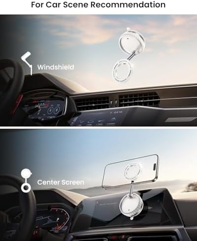 2025 Upgraded Vacuum Suction Cup Phone Mount for Magsafe [109+LBS Strongest Suction], 360° Adjustable Foldable Vacuum Magnetic Phone Holder for Car [24 N55 Stronger Magnets], for iPhone 16/15/14/13/12 – Enhanced Compatibility and Speed