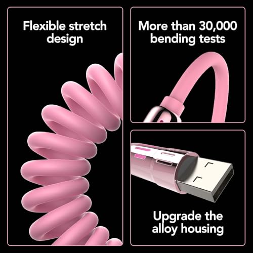 Universal 4-in-1 Coiled USB Charging Cable for Fast 240 W Power Delivery – Multi-Device Compatibility for i Phone 16/15/14/13, i Pad, Samsung, Mac Book, and More – Tangle-Free 6 Ft Design for Effortless Charging Anywhere – Elevate Your Charging Efficiency with Enhanced Durability